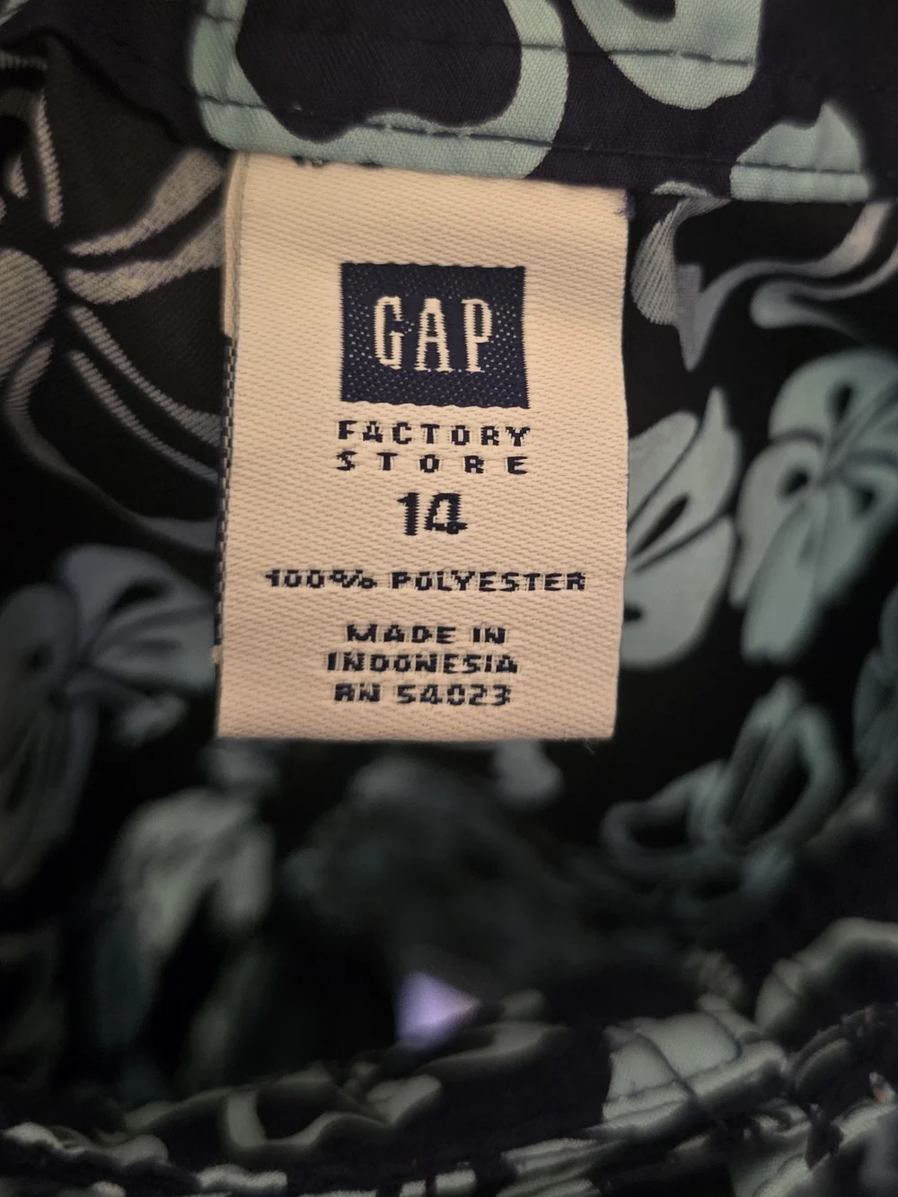 Gap Factory Store Hibiscus Floral Board Shorts Swim Trunks Navy Blue Size 14
